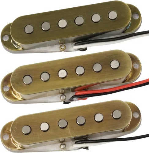 Miniatura 6 de Alnico 5 pastillas de guitarra, SSS Single Coil Pickups Guitar Neck/Middle/Bridge Pickup Cream para guitarra eléctrica Strat Squier (bronce)