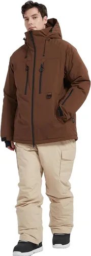 Miniatura 6 de Chaqueta de esquí impermeable para hombre, abrigos de nieve, snowboard de montaña, rompevientos, parka con capucha Marrón