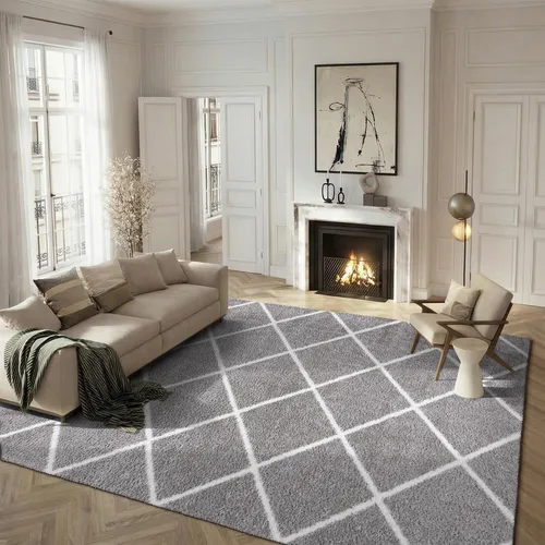 Miniatura 49 de SAFAVIEH Tahoe Shag Collection - Alfombra para pasillo, 2 x 9 pies, diseño de enrejado, no desprende pelusa y de fácil cuidado, 1.2 pulgadas