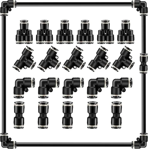 Miniatura 3 de Utah Pneumatic Conexiones en T de 1/4 "Push To Connect (paquete de 10) Línea de aire y acoplador neumático de conexión rápida Conector de tubo