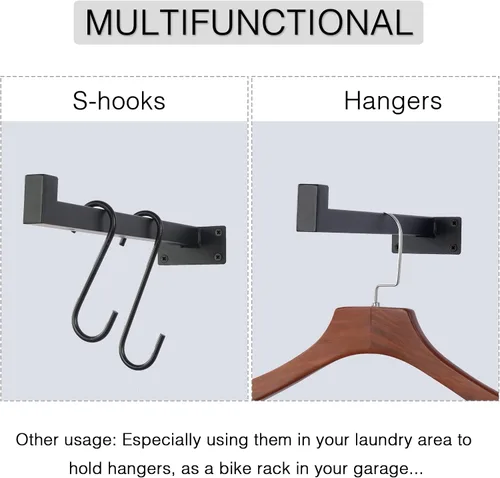 Miniatura 5 de OVOV Paquete de 6 soportes de estante negros de 6 pulgadas con soporte de estante industrial para almacenamiento de cocina, baño, soporte de estante