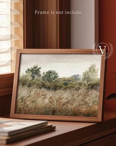 Miniatura 2 de Pintura vintage de paisaje de campo de flores silvestres, arte de pared de paisaje rural de granja, impresión artística de paisaje de jardín