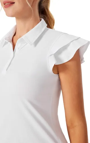 Miniatura 6 de JACK SMITH Polo de golf para mujer, con volantes, sin mangas, absorbe la humedad, camisetas deportivas ligeras