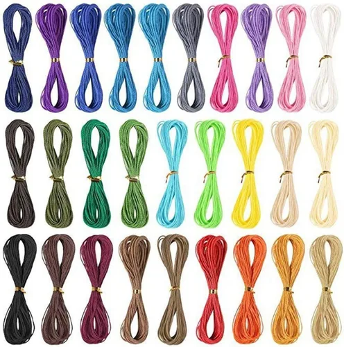 Cordón de poliéster encerado de 40 colores, hilo trenzado duradero de 438 yardas para hacer pulseras, collares, macramé, cuentas y suministros de