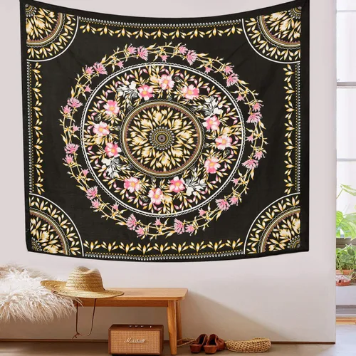 Miniatura 3 de ANJANIYA Tapiz floral para colgar en la pared, tapiz indio, decoración de dormitorio, tapiz de mandala, hippy, arte de pared psicodélico, hippie