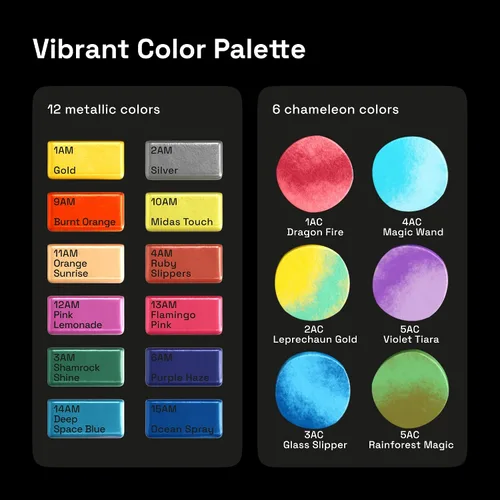 Miniatura 3 de ARTISTRO Juego de 18 pinturas de acuarela metálicas, juego de paleta que incluye 12 acuarelas metálicas con purpurina y 6 colores camaleón. Juego