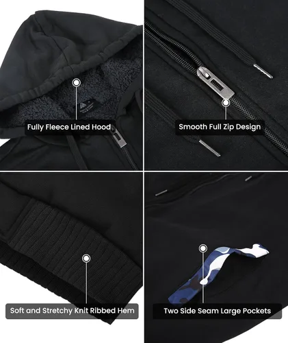 Miniatura 99 de GEEK LIGHTING Sudadera con capucha y cremallera para hombre, forro polar, chaqueta gruesa con capucha para invierno, cálida sudadera atlética