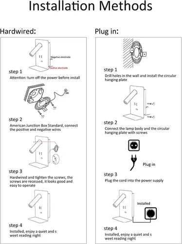 Miniatura 10 de ZEROUNO Lámpara de pared para dormitorio, luz de lectura montada en la pared, apliques de cabecera LED con interruptor Puerto USB Lámparas de Blanco