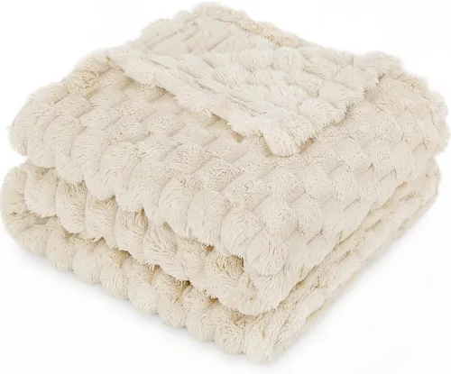Miniatura 9 de HOMRITAR Manta de franela de forro polar mullida para bebé, jacquard 3D, manta de cama de felpa suave y cálida para decoración del hogar, manta