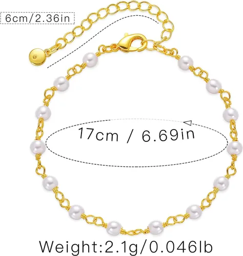 Miniatura 24 de Delicadas pulseras de oro para mujer, chapado en oro 18, ajustable, mal de ojo, mariposa, cuentas, perla, corazón, turquesa, hecha a mano para mujer