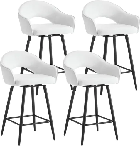 Miniatura 9 de DUOMAY Juego de 2 taburetes de bar giratorios, modernos taburetes de altura de mostrador de 27 pulgadas, silla de isla de cocina tapizada de Blanco