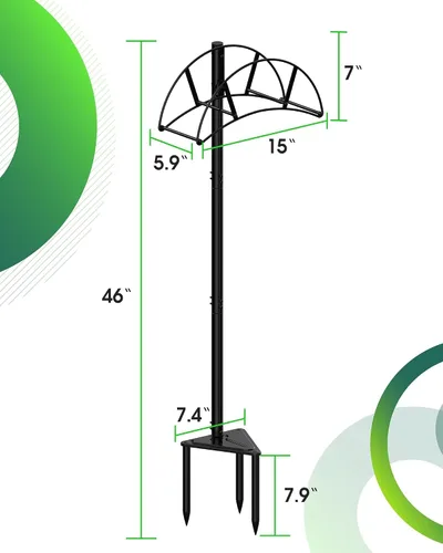 Miniatura 2 de Meykwod Soporte para manguera de jardín independiente, organizador de manguera resistente para patio exterior, resistente para sostener 150 pies