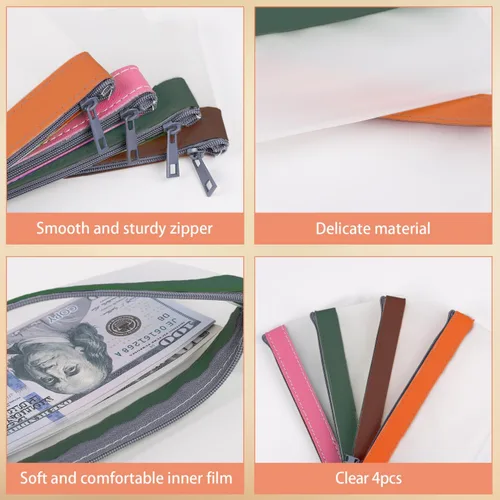 Miniatura 4 de Sobres transparentes para dinero en efectivo de 7.6 x 3.7 pulgadas Money Bags With Zipper Cash Bag Money Pouch Bank Deposit Bags for Coin Invoice