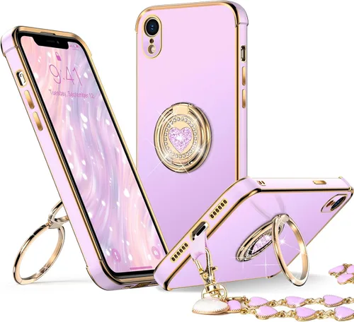 Miniatura 22 de XYZ para Funda de iPhone Xs Max con Soporte, Funda de Teléfono con Doble Soporte de Anillo, Funda de Amor-Corazón Linda de Lujo con Brillantina