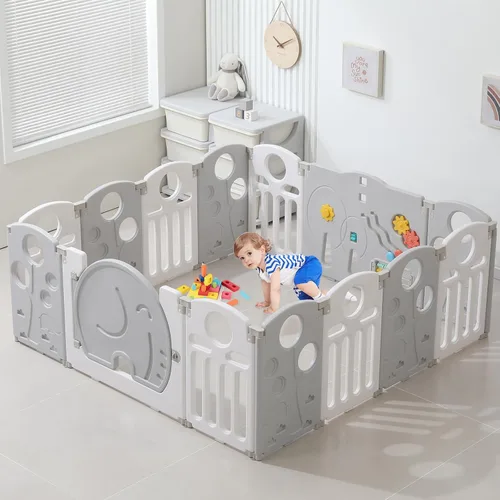 Miniatura 8 de LulliSpace Corralito para bebés, para niños y niños pequeños, patio de juegos seguro, puertas de seguridad para interiores y exteriores, área Azul