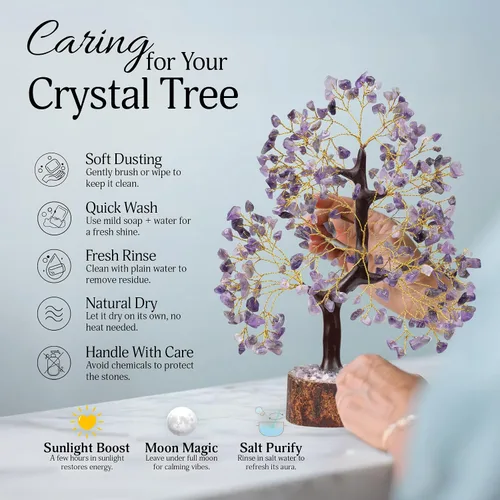 Miniatura 5 de FASHIONZAADI - Árbol de la vida con cristales de amatista - Piedras y cristales - Árbol bonsái - Regalos de buena suerte para mujeres - Accesorios
