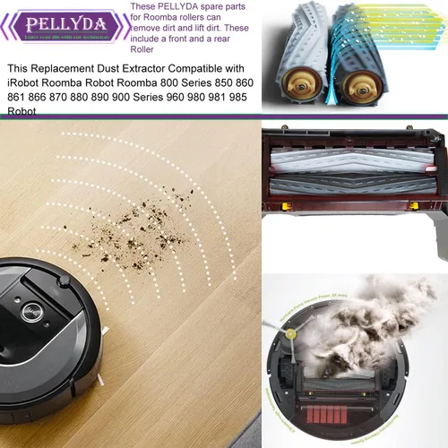 Miniatura 6 de Cepillos de rodillos de goma,Piezas de repuesto para irobot Roomba serie 800 y 900, aspiradora Roomba 800 850 860 861 866 870 880 890 900 980