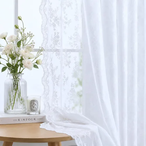 Miniatura 83 de YJ YANJUN Cortinas negras para dormitorio de 90 pulgadas de largo, 2 paneles de cortinas traslúcidas victorianas florales de Halloween para sala