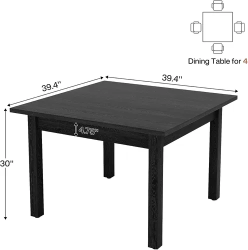 Miniatura 7 de Tribesigns Mesa de comedor de madera, mesa de cocina moderna para comedor, sala de estar, 2-4 personas, mesa de comedor cuadrada con patas