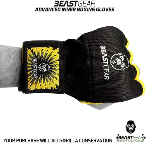 Miniatura 8 de Beast Gear Guantes interiores de boxeo con relleno de gel, correas de muñeca rápidas de 39.4 in para hombres y mujeres - MMA, Muay Thai, Kickboxing