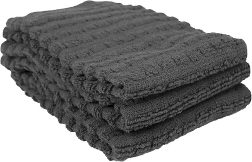 Ritz Royale Collection - Juego de paños de cocina de 100 % algodón peinado, altamente absorbente, 13-3/4 x 12 pulgadas, 3 unidades, grafito sólido