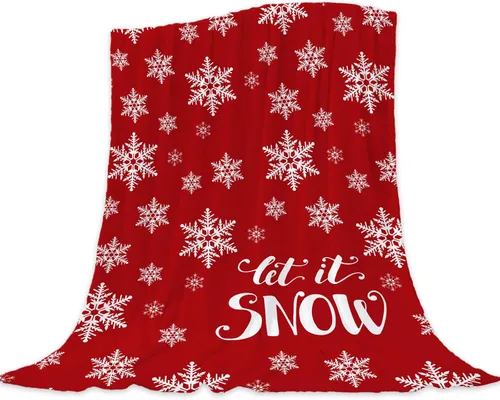 Miniatura 21 de Manta de Navidad para bebé, pequeña, roja, con copos de nieve de Navidad, manta de invierno y vacaciones, manta para arrullo de niños pequeños