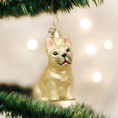 Miniatura 2 de Old World Christmas Adornos: Adornos de cristal soplado de bulldog francés para árbol de Navidad (12436)