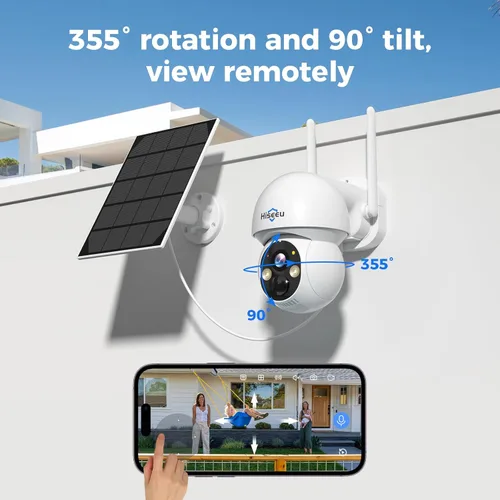 Miniatura 3 de Hiseeu Cámara de seguridad solar para exteriores, kit de 4 cámaras de 4 MP, sistema de cámaras de seguridad inalámbricas, vigilancia doméstica
