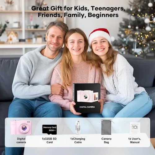 Miniatura 8 de Cámara digital 4K para fotografía con enfoque automático, cámara compacta de 50 megapíxeles con pantalla giratoria de 180°, zoom digital 16X, cámara