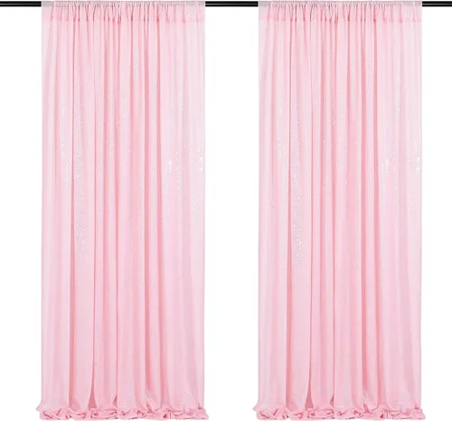 Miniatura 64 de Cortinas de fondo de lentejuelas rosas de 2 piezas, 2 pies x 8 pies, fondo de fotografía, cortina para fiestas con purpurina, fondo de boda, tela
