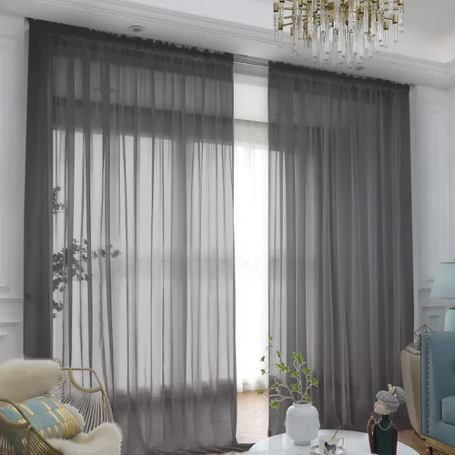 Miniatura 25 de L&TEC Cortinas traslúcidas para la ventana de color beige, 2 paneles de 48x45 pulgadas, con bolsillo básico para la barra de la cortina