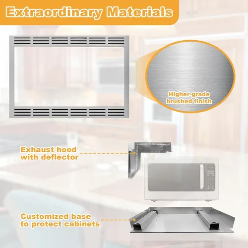 Miniatura 3 de Kit de molduras de microondas NN-TK932SS de 30 pulgadas con diseño de 4 imanes fuertes, compatible con modelos de horno microondas Panasonic