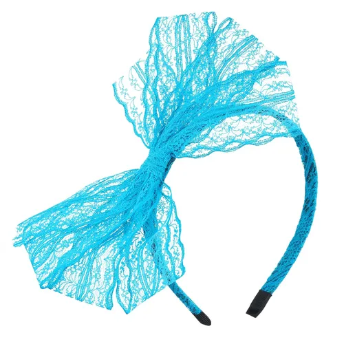 Miniatura 9 de SUMERSHA Diadema de lazo de encaje neón para mujer, disfraz de los años 80, accesorio para el cabello para fiesta temática de los años 80, aro
