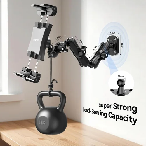 Miniatura 6 de OHLPRO Soporte de tableta con base de taladro resistente para coche y camión, soporte de tablero con brazo ajustable de 360° de 3 etapas para iPad