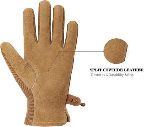 Miniatura 6 de HANDLANDY Paquete - 2 pares: guantes largos de jardinería para poda de rosas, guantes de trabajo de patio resistentes para mujer, color beige