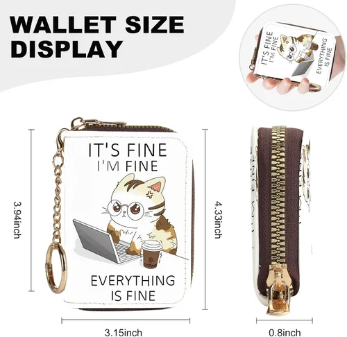 Miniatura 4 de Tarjetero de crédito para mujer, pequeña cartera RFID con cierre de llavero, bonita cartera de piel sintética, carteras para tarjetas de crédito