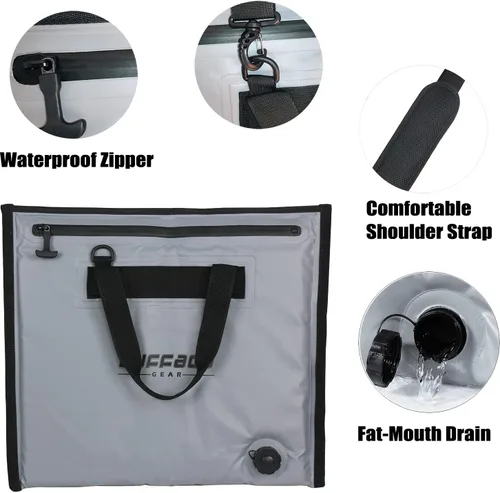 Miniatura 3 de Buffalo Gear Bolsa térmica aislada - Enfriador de cebo de 20 x 18 pulgadas, bolsa impermeable para matar peces Gris