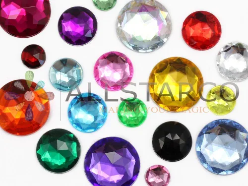 Miniatura 7 de Joyas de diamantes de imitación acrílicos redondos con parte trasera plana de 0.709 in, adornos de gemas de plástico para cosplay, disfraces