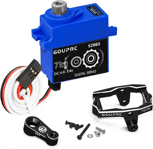 Miniatura 8 de GOUPRC 15.4 lbs 2065 Digital Micro Servo Metal Steel Gear Servo con soporte y servo bocina para 1/18 TRX4M Servo RC Car Upgrade Parts (negro)