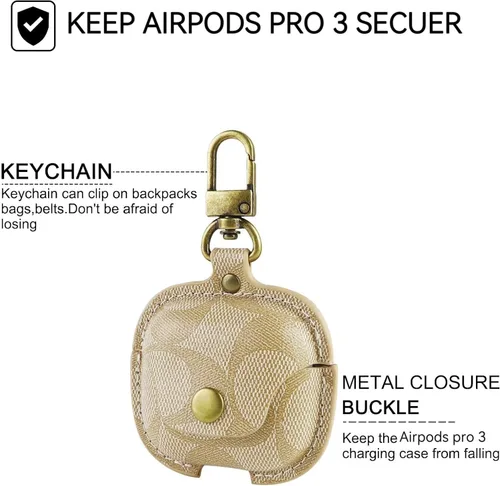 Miniatura 5 de Funda de cuero para AirPods Pro 3, funda protectora a prueba de golpes de cuerpo completo (A)