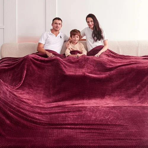 Miniatura 26 de Manta de vellón extragrande King de 120 x 120 pulgadas, manta de franela jacquard 3D sin costuras, suave y acogedora, 10'x10', extra grande