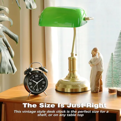 Miniatura 5 de AYRELY® Reloj despertador de campana doble súper fuerte para adultos de sueño pesado, 4 pulgadas, retro, silencioso, sin tictac, con luz nocturna
