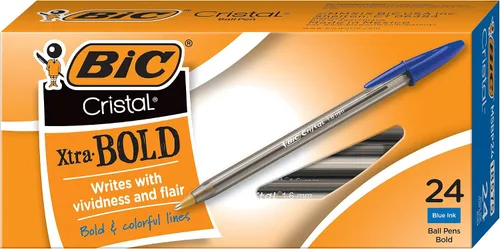 Miniatura 10 de BIC Cristal Xtra Bold Bolígrafos de punta extra gruesa (1.6mm), tinta azul, paquete de 24 unidades, bolígrafos perfectos para líneas vívidas y Azul