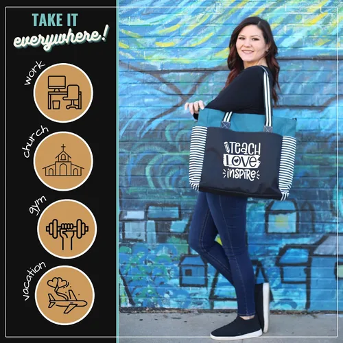 Miniatura 53 de Brooke & Jess Designs Teacher Tote Bag for Work - Teacher Handbag Gifts for Women, Teacher Bag Best Teacher Appreciation Gift
