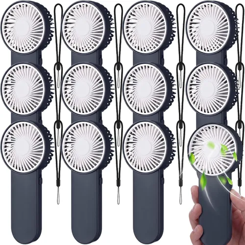 Miniatura 20 de Sumind 6 unidades de pequeño ventilador portátil personal pequeño a granel de 1 velocidad eléctrico lindo alimentado por batería para el cuello
