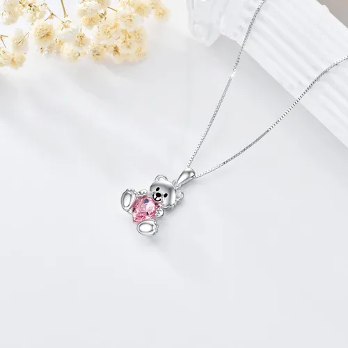 Miniatura 3 de Animal Crystal Necklace for Women Girls 925 Sterling Silver Teddy Bear Phoenix Panda Unicorn Animal Pendant Jewelry Gifts for Animal Lovers
