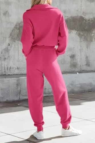 Miniatura 142 de PRETTYGARDEN Conjunto de suéter de 2 piezas para mujer, sudadera con cremallera, pantalones deportivos, ropa casual