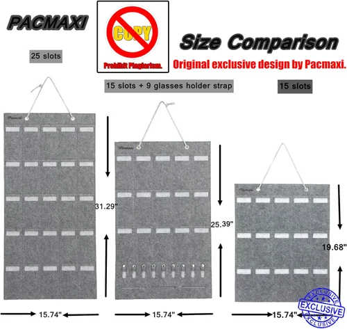 Miniatura 6 de Pacmaxi - Organizador de lentes de sol con bolsillos, organizador de pared por Sunglasses, soporte de almacenamiento colgante para lentes, exhibidor