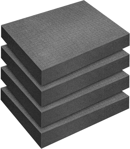 DECOHS 4 Piezas de Espuma Pick and Pluck - Inserto de Espuma Separable de 16 x 12 x 2 Pulgadas - Láminas de Espuma Pre-Cubicadas Pluck con Base para