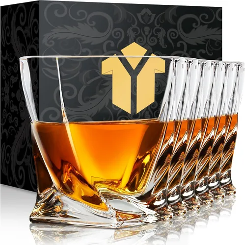 Miniatura 6 de KITNATS Vasos de whisky Old Fashioned de 10 onzas, juego de 4, caja de regalo, utensilios de bar para bourbon, escocés, vasos de ron para hombres